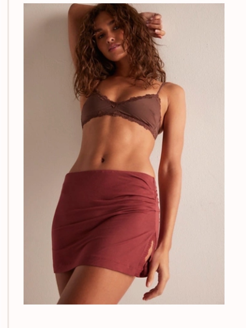 NWT Any Night Half Slip Mini Skirt Rust Color Size Large